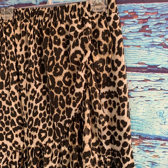Pieces Animal Print Ruffled Midi Skirt - Picture 3 of 6